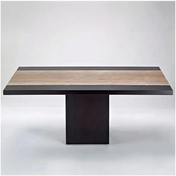 Hermes Dining Table with Marble with Wooden Pedestal Base - Sizes Available