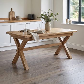 Hopewood Oak 4-8 Seater 150cm-200cm Extending Dining Table with Cross Leg
