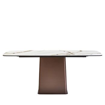 Imperia White Ceramic with Bronze Pedestal 6 Seater 180cm Dining Table