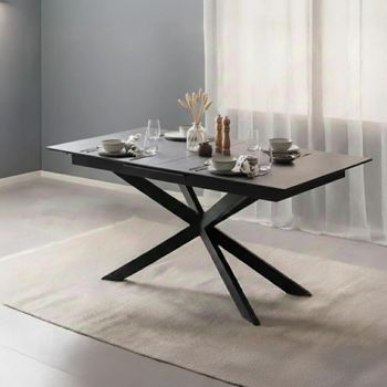 Irwine Black Ceramic 6-8 Seater 168cm-210cm Extending Dining Table with Star Legs