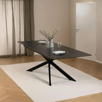 Irwine Black Ceramic 8-10 Seater 200cm-240cm Extending Dining Table with Star Legs