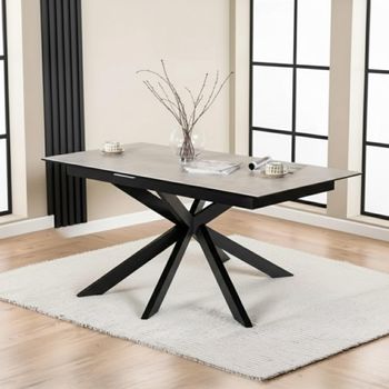 Irwine Grey Ceramic 6-8 Seater 168cm-210cm Extending Dining Table with Star Legs