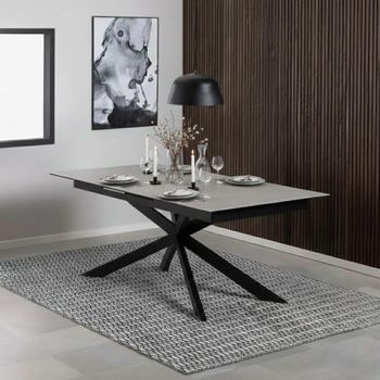 Irwine Grey Ceramic 8-10 Seater 200cm-240cm Extending Dining Table with Star Legs