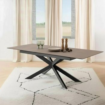 Irwine Rusty Brown Ceramic 6-8 Seater 168cm-210cm Extending Dining Table with Star Legs
