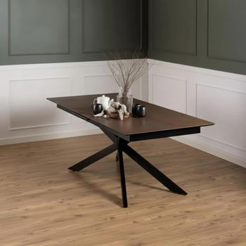 Irwine Rusty Brown Ceramic 8-10 Seater 200cm-240cm Extending Dining Table with Star Legs