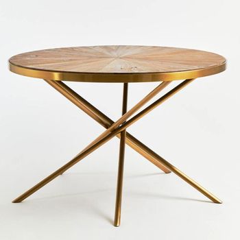 Jana Wood with Gold Metal 4 Seater 120cm Round Dining Table