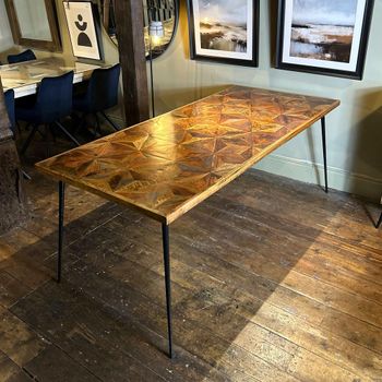 Juan Butterfly Parquet Sheesham Wood 6 Seater Dining Table - Sizes Available