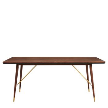 Kenso Walnut Wood with Brass 6 Seater 180cm Dining Table