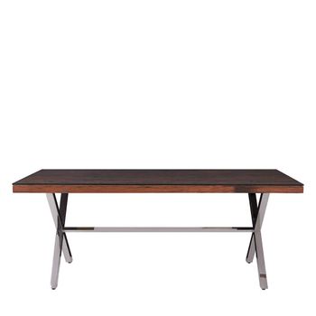 Kerala 8 Seater 200cm Dining Table with Clear Glass with Silver Cross Base