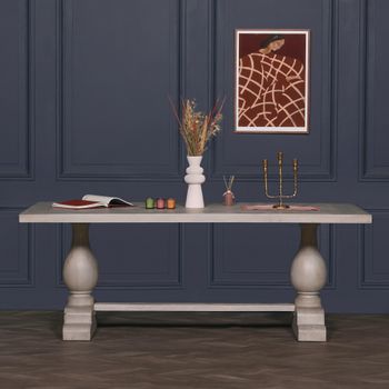 Linda Grey Washed Mango Wood Double Pedestal 8 Seater 210cm Dining Table