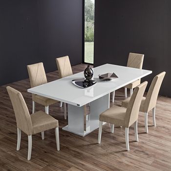 Lisa Extending Pedestal White 6-10 Seater 180cm-270cm Dining Table