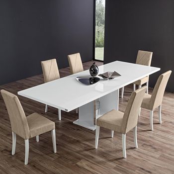 Lisa Pedestal White 8 Seater 225cm Dining Table