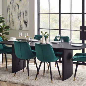 Louis Black 6-8 Seater 180cm-220cm Extending Dining Table with Fluted Base