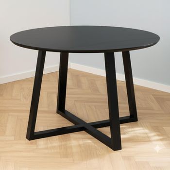 Malika Black 4 Seater 120cm Round Dining Table