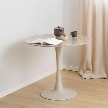Malta Brown and Grey Ceramic 2 Seater 90cm Round Dining Table