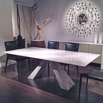 Butterfly Dining Table with Marble with Pedestal Base - Sizes Available