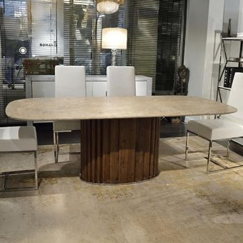 Mayfair Marble 8 Seater Boat Edge Pedestal Dining Table - Sizes Available