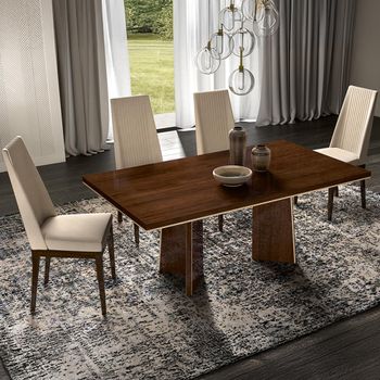 Modern Eva Walnut with Gold Trim 10 Seater 250cm Dining Table