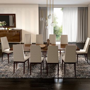 Modern Eva Walnut with Gold Trim 6-10 Seater 180cm-270cm Extending Dining Table