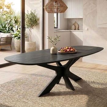 Montereux Charcoal Mango Wood 10 Seater 250cm Oval Dining Table with Spider Legs