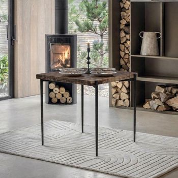 Neil Industrial Brown and Black Wood and Metal 2 Seater 80cm Square Dining Table