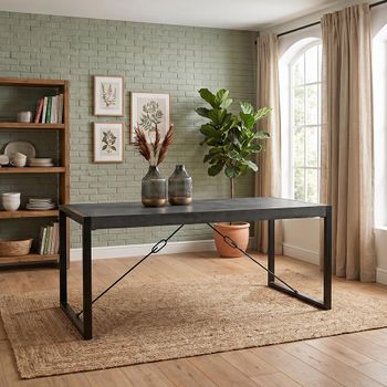 Norris Charcoal Rustic Mango Wood Dining Table with U Legs - Sizes Available