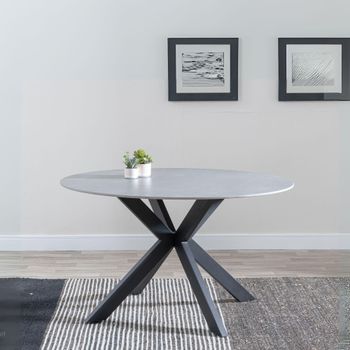 Novara Grey Ceramic 4 Seater 130cm Round Dining Table with Black Star Base