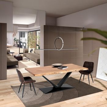Nuoro Acacia Wood and Metal 8 Seater 200cm Pedestal Dining Table