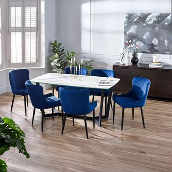 Olympus White Marble Effect 6 Seater Dining Table