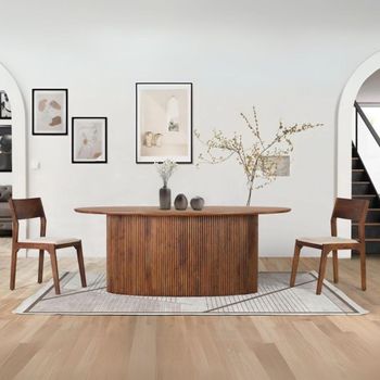 Paloma Acacia Wood 8 Seater 200cm Oval Pedestal Dining Table