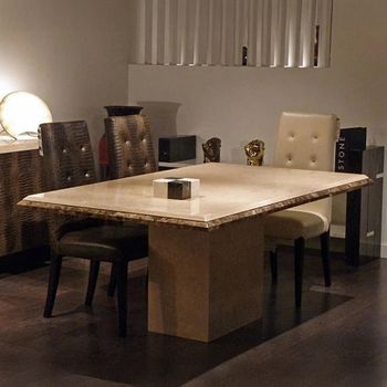 Parthenon Dining Table with Marble with Pedestal Base - Sizes Available