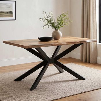 Raipur Live Edge Mango Wood Dining Table with Spider Legs - Sizes Available