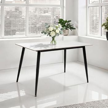 Riga Snow White Sintered Stone 4 Seater 130cm Dining Table
