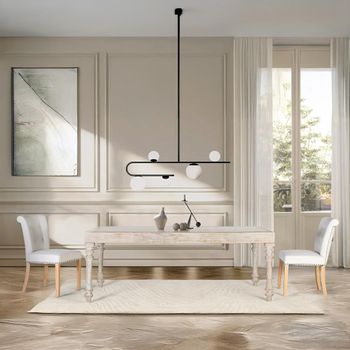 Rovigo White Carved Mango Wood 8 Seater 200cm Dining Table