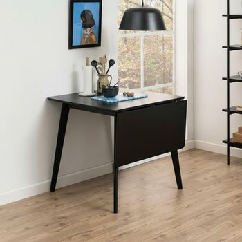 Roxby Black 2-4 Seater 80cm-120cm Drop Leaf Dining Table