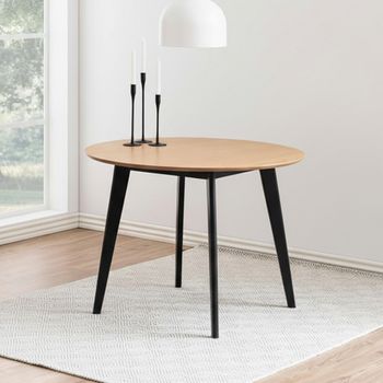Roxby Oak and Black 4 Seater 105cm Round Dining Table
