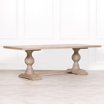 Rustic Mango Wood Double Pedestal 10 Seater 240cm Dining Table