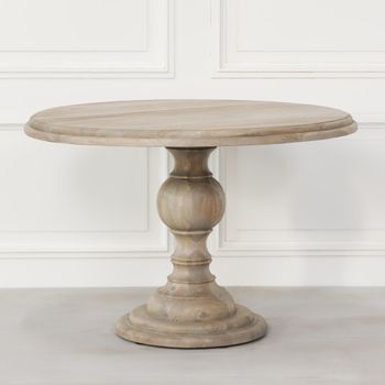 Rustic Mango Wood Pedestal 4 Seater 120cm Round Dining Table