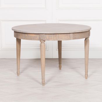Cedar Round -Rustic White 4-8 Seater 117cm-206cm Extending Dining Table