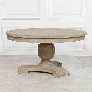 Rustic White Cedar Pedestal 6 Seater 150cm Round Dining Table
