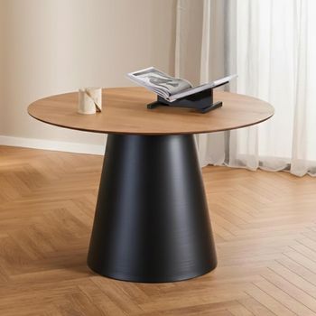 Soli Oak and Black Metal 4 Seater 120cm Pedestal Round Dining Table
