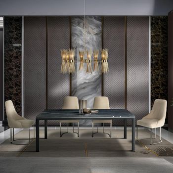 Stilo Dining Table with Marble with Metal Base - Sizes Available