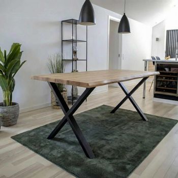 Toulon Natural Oak 8 Seater 200cm Live Edge Dining Table with Black Cross Legs