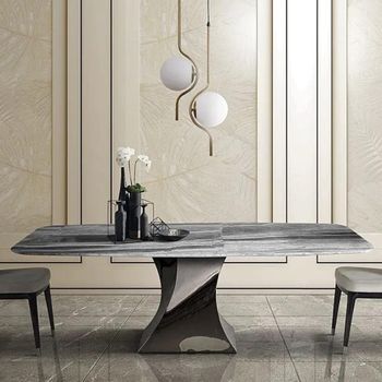 Twist Dining Table with Marble with Pedestal Base - Sizes Available