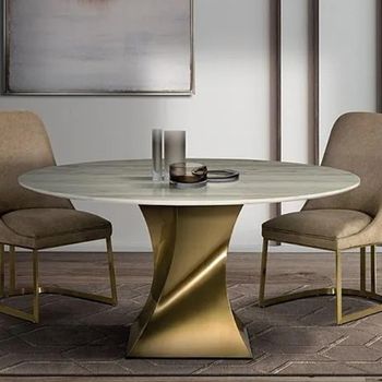 Twist Marble Round Pedestal Dining Table - Sizes Available