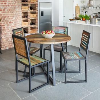 Urban Chic Reclaimed Wood 4 Seater 100cm Round Dining Table