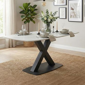 Vernal White Sintered Stone 4 Seater 130cm Dining Table