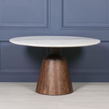 White Marble Pedestal 4 Seater 135cm Round Dining Table