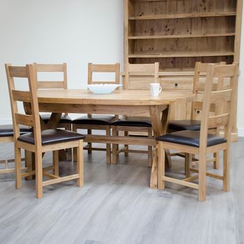 Deluxe Oak 6-10 Seater 180cm-260cm Oval Extending Dining Table