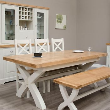Deluxe Painted 8-10 Seater 200cm-280cm Extending Dining Table with X-Leg